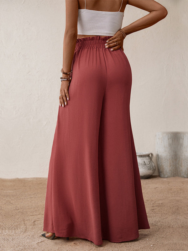 New fashion big horn solid color wide-leg pants
