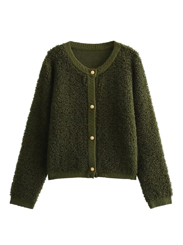 New women's solid color short woolen jacket