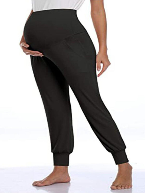 Maternity wear solid color casual pocket belly trousers